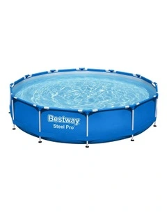 Bestway Swimming Pool 366x76cm Steel Frame Round Above Ground Pools w/ Filter Pump 6473L in Blue