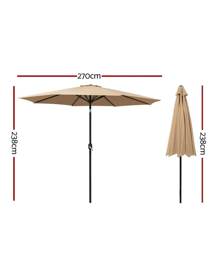 2.7m Outdoor Pole Umbrella in Beige image 2