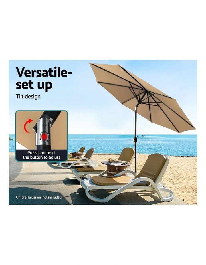 2.7m Outdoor Pole Umbrella in Beige image 3