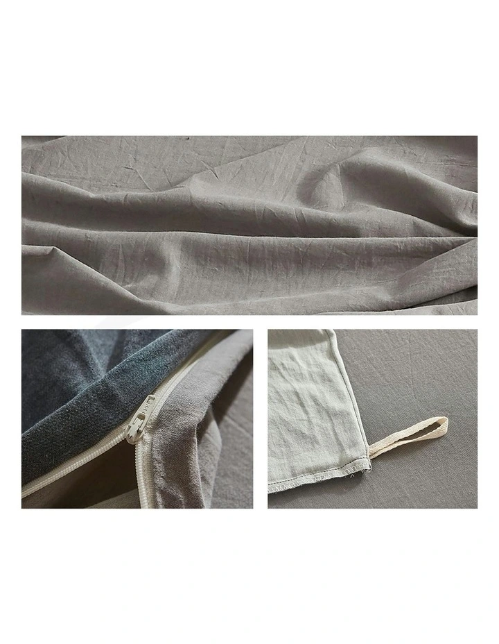 Cosy Club Cotton Bed Sheets Double Cover Pillow Case in Navy/Grey MYER