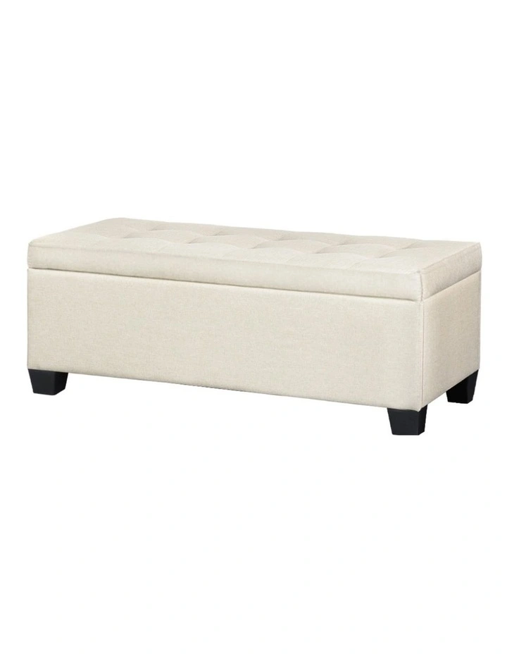 Linen Storage Blanket Box Ottoman 97cm in Beige image 1