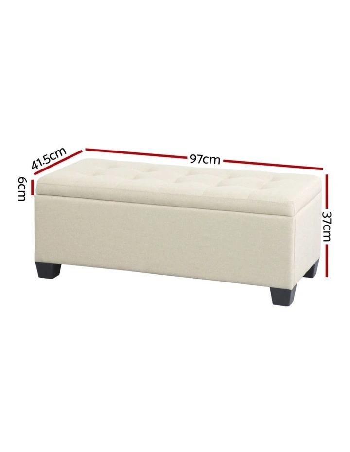 Linen Storage Blanket Box Ottoman 97cm in Beige image 4