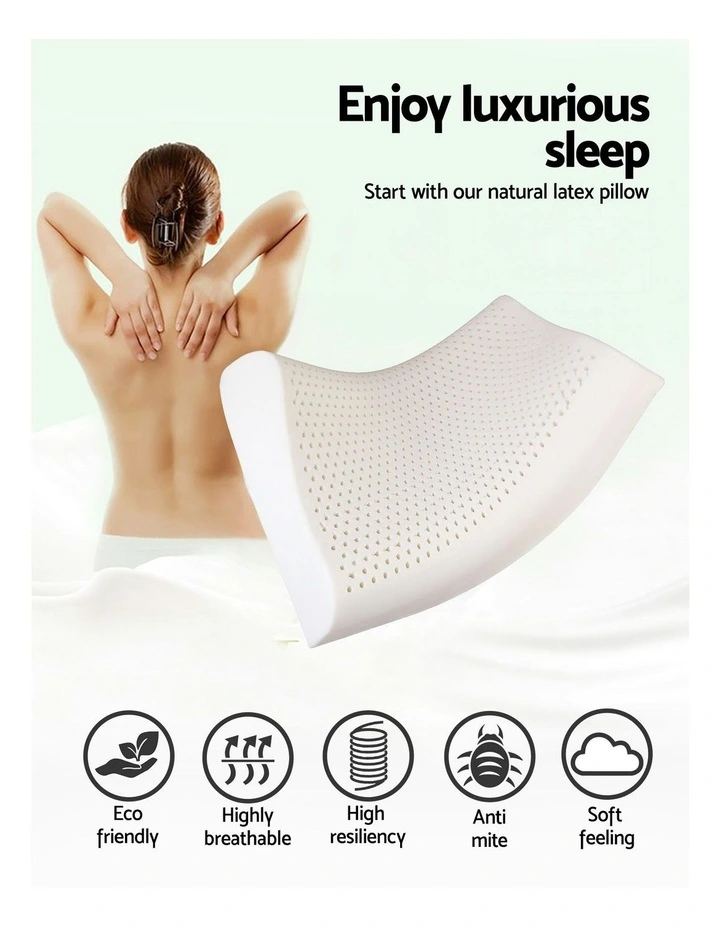 Natural Latex Pillow 2-Zone Twin Pack in Cream image 3