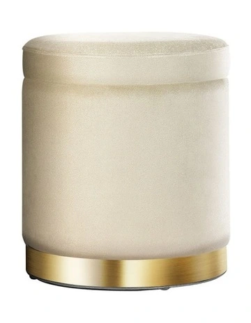 Artiss Ottoman Storage Foot Stool Vanity Velvet Round White main image 1
