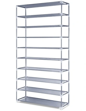 Shoe Rack Cabinet Stackable 10-Tier in Silver
