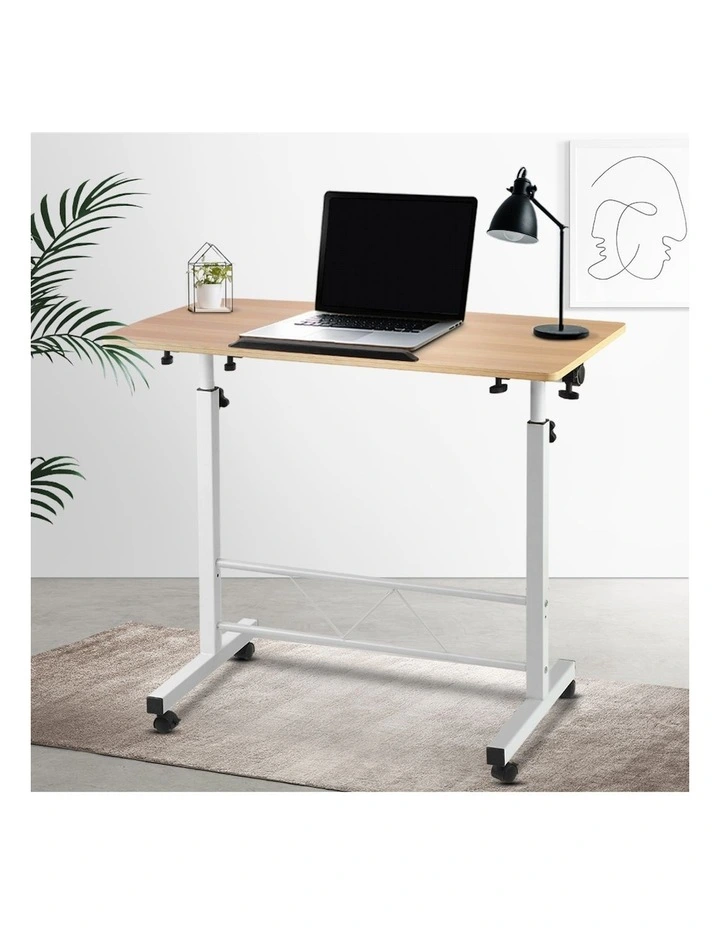 Artiss Laptop Desk Table Adjustable 80CM in Light Wood image 2