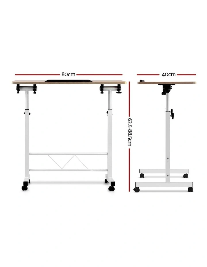 Artiss Laptop Desk Table Adjustable 80CM in Light Wood image 3