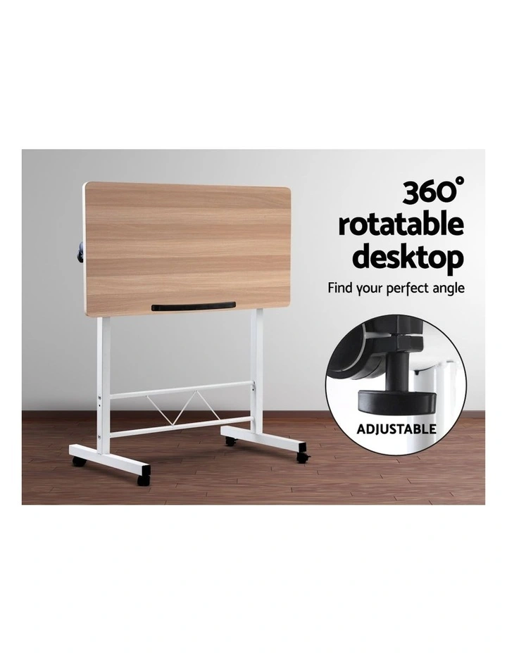 Artiss Laptop Desk Table Adjustable 80CM in Light Wood image 5