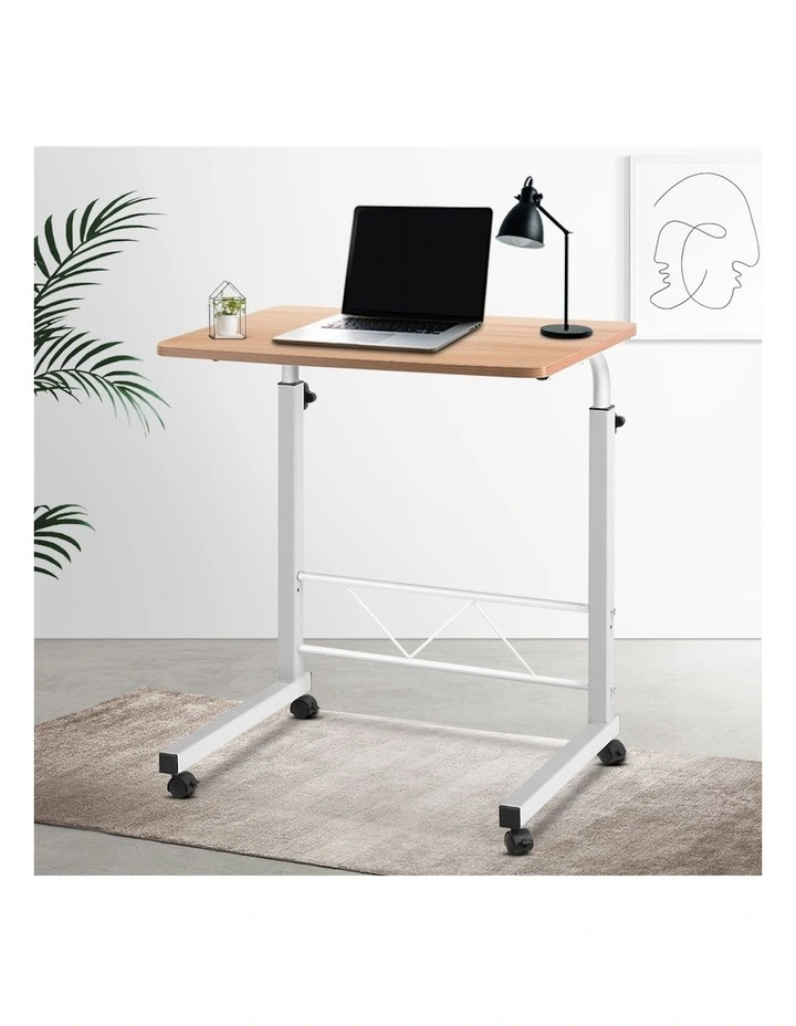 Artiss Laptop Desk Table Adjustable 60CM in Light Wood image 2