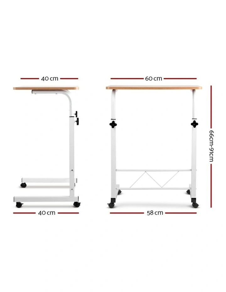 Artiss Laptop Desk Table Adjustable 60CM in Light Wood image 3