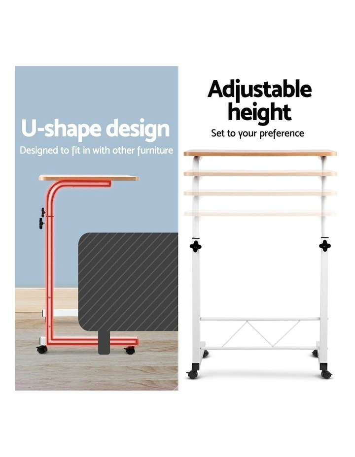 Artiss Laptop Desk Table Adjustable 60CM in Light Wood image 4