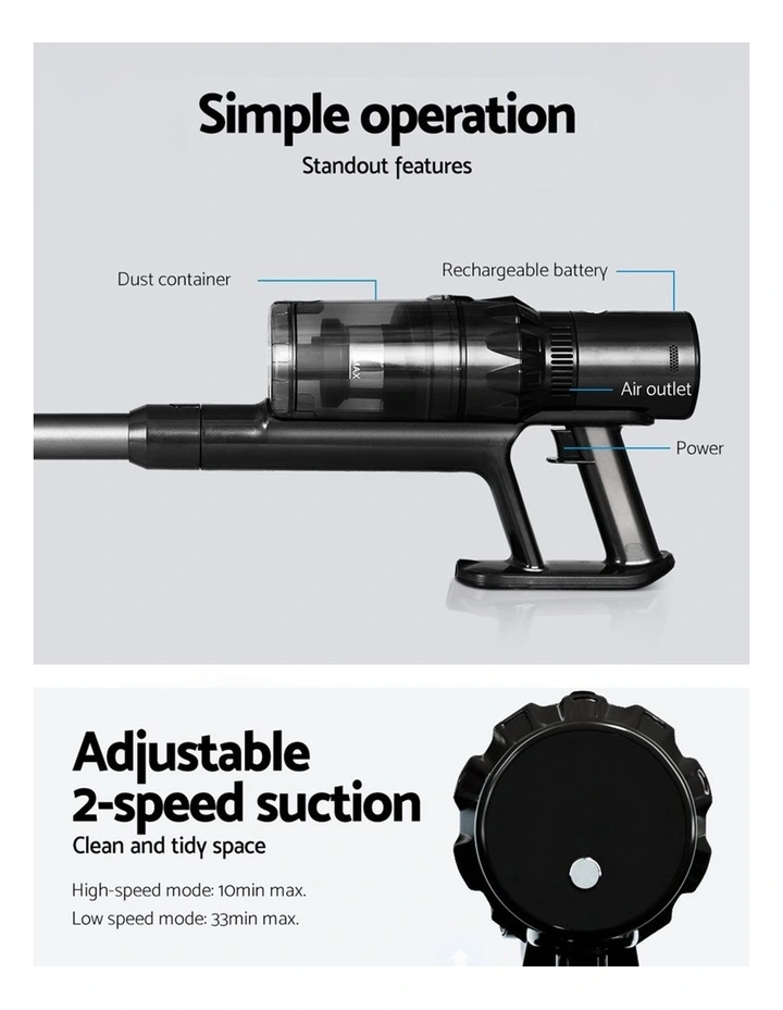 Cordless Handheld Vacuum Cleaner 350W in Grey image 3