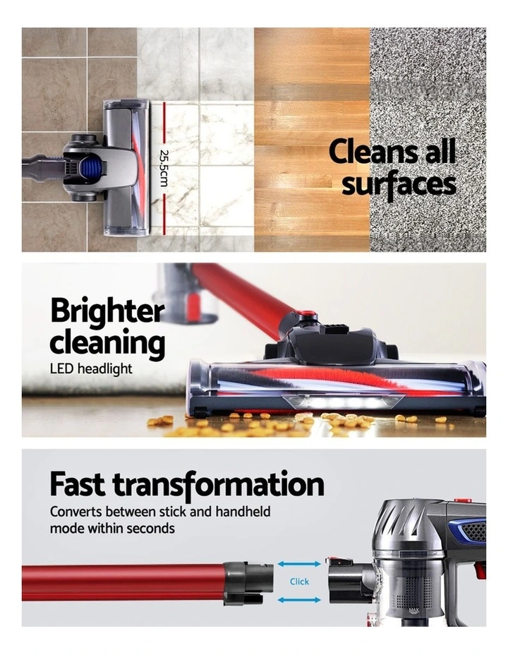 Handheld Vacuum Cordless 150W in Red image 2