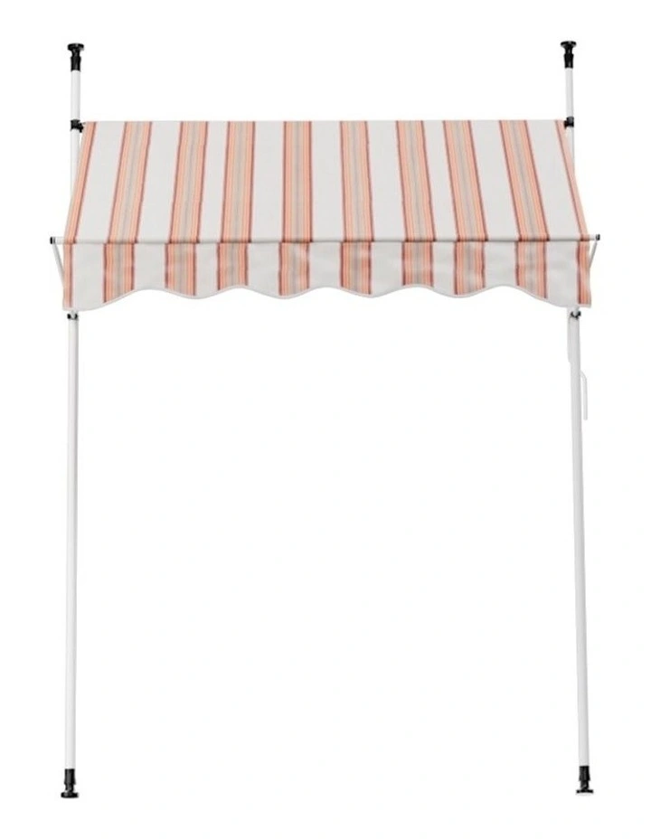 Instahut Window Fixed Pivot Arm Awning Outdoor Door Canopy 2X1.8M in Beige/Brown image 4