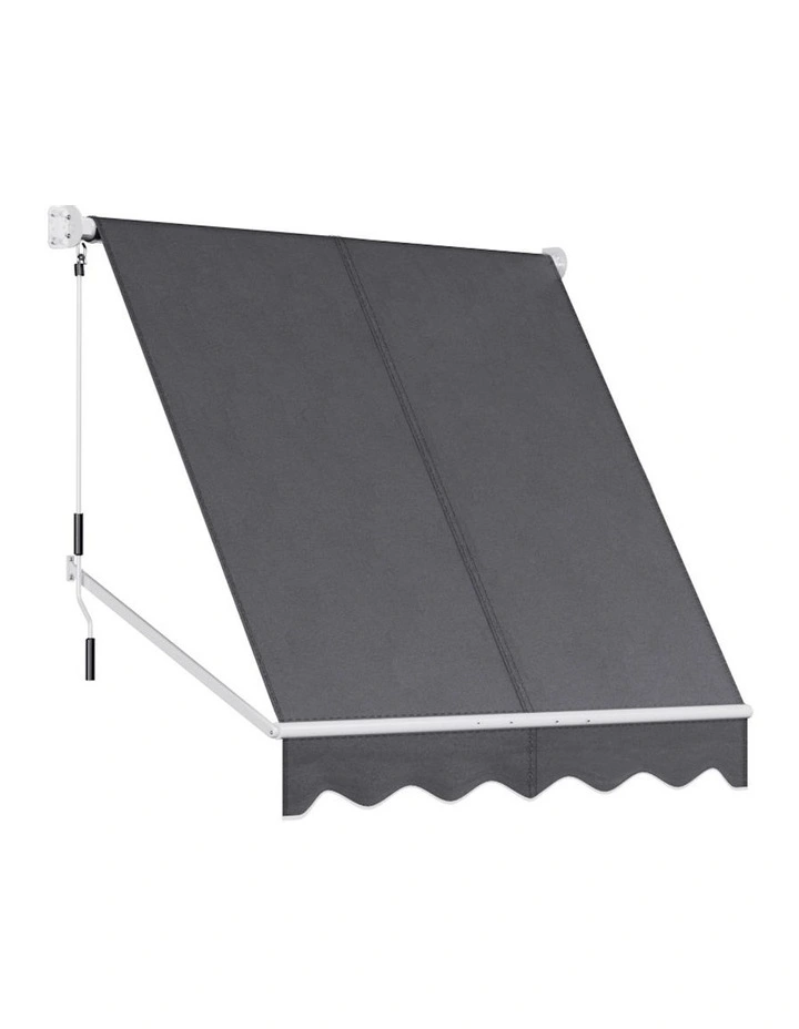 Retractable Fixed Pivot Arm Window Awning 2.1 x 2.1m in Grey image 1