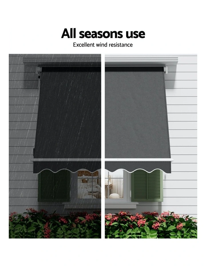Retractable Fixed Pivot Arm Window Awning 2.1 x 2.1m in Grey image 5