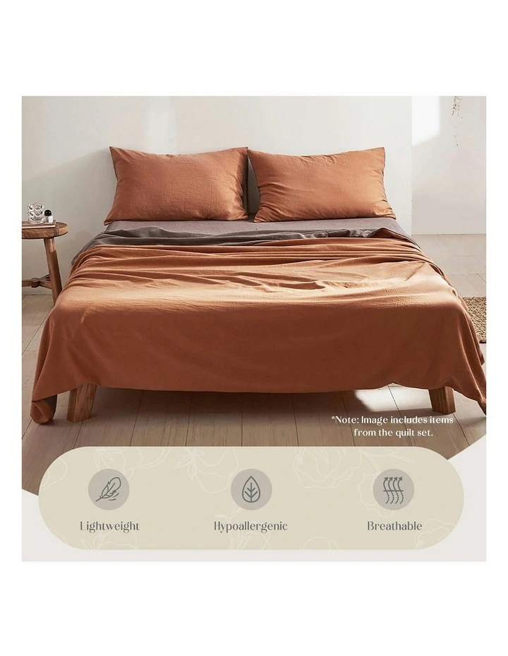 Cosy Club Cotton Bed Sheets Set Double Cover Pillow Case In Orange