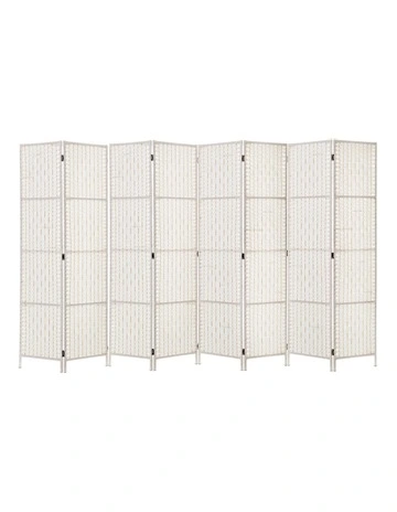 8 Panel Room Divider Screen 326x170cm in Woven White