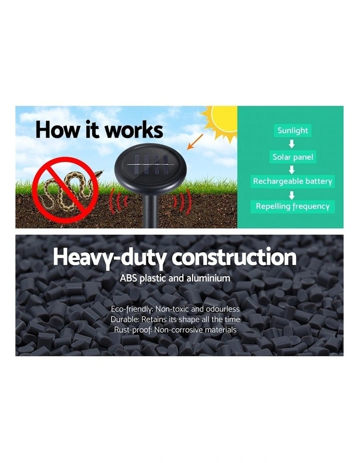 Solar Powered Snake Repeller x8 in Black image 5