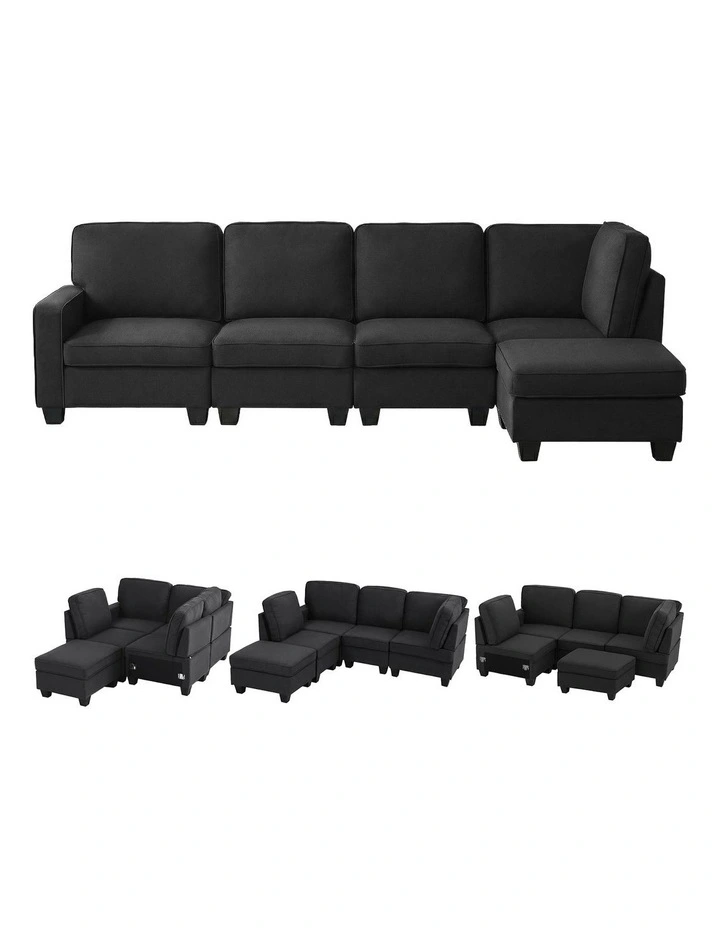 Modular Sofa 5 Seater Chaise Set in Dark Grey image 1
