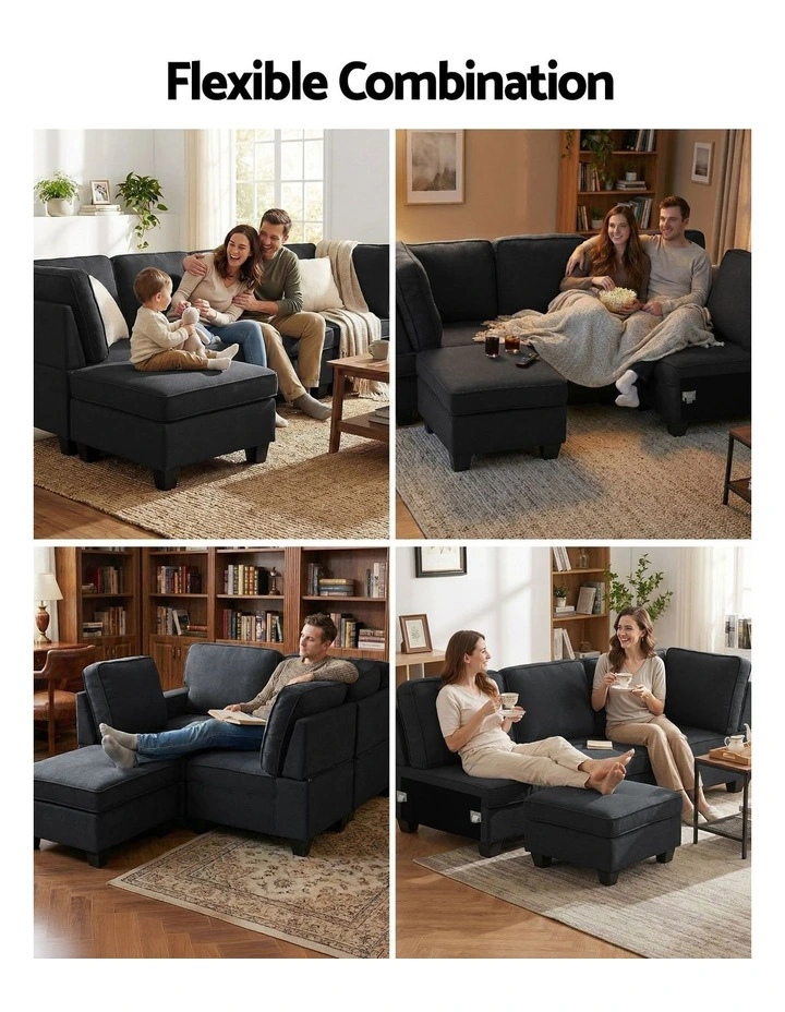 Modular Sofa 5 Seater Chaise Set in Dark Grey image 7