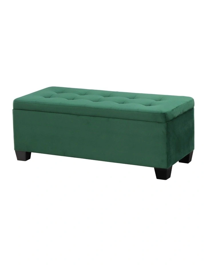 Velvet Storage Ottoman Blanket Box 98cm in Green image 1