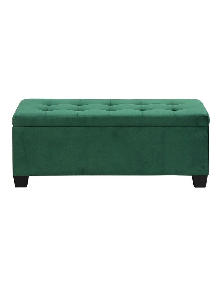 Velvet Storage Ottoman Blanket Box 98cm in Green image 2
