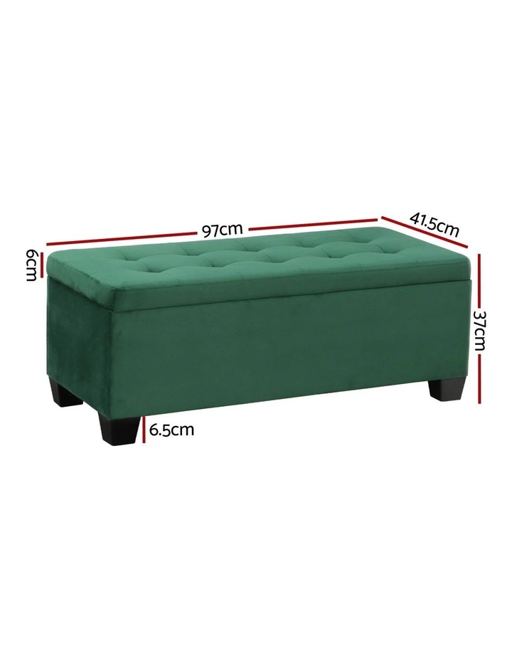 Velvet Storage Ottoman Blanket Box 98cm in Green image 4