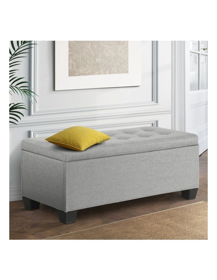 Storage Ottoman Blanket Box 97cm in Light Grey image 3