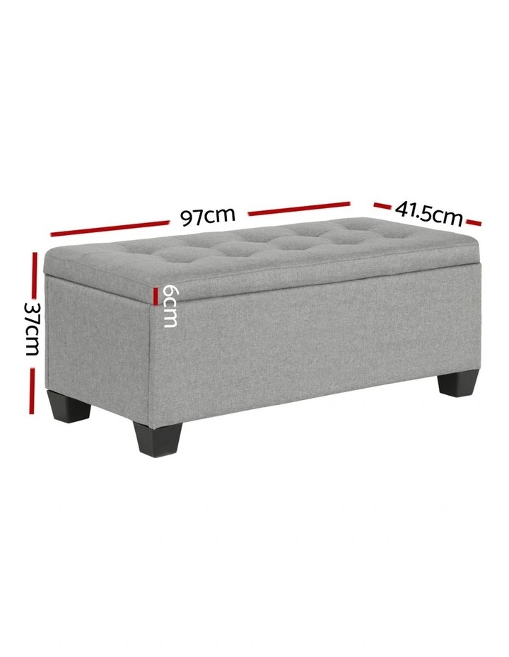 Storage Ottoman Blanket Box 97cm in Light Grey image 4