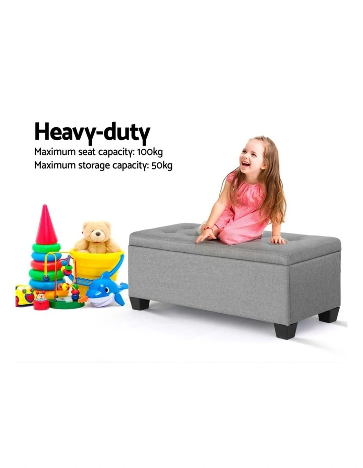Storage Ottoman Blanket Box 97cm in Light Grey image 5