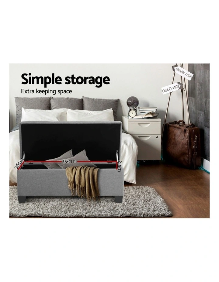 Storage Ottoman Blanket Box 97cm in Light Grey image 6