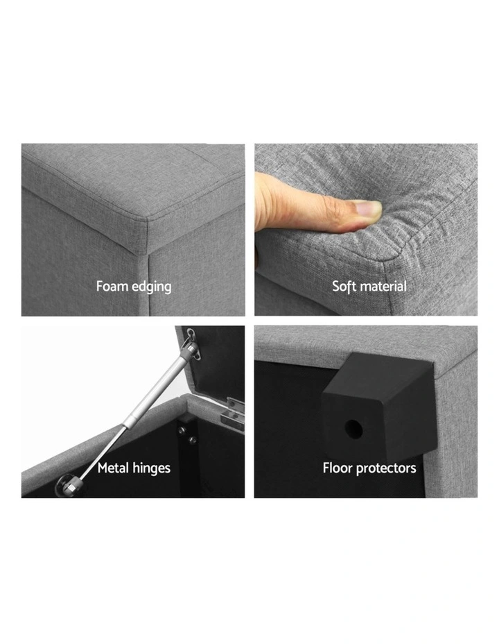 Storage Ottoman Blanket Box 97cm in Light Grey image 7