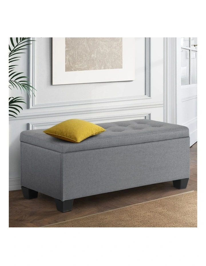 Storage Linen Ottoman Blanket Box 97cm in Grey image 3