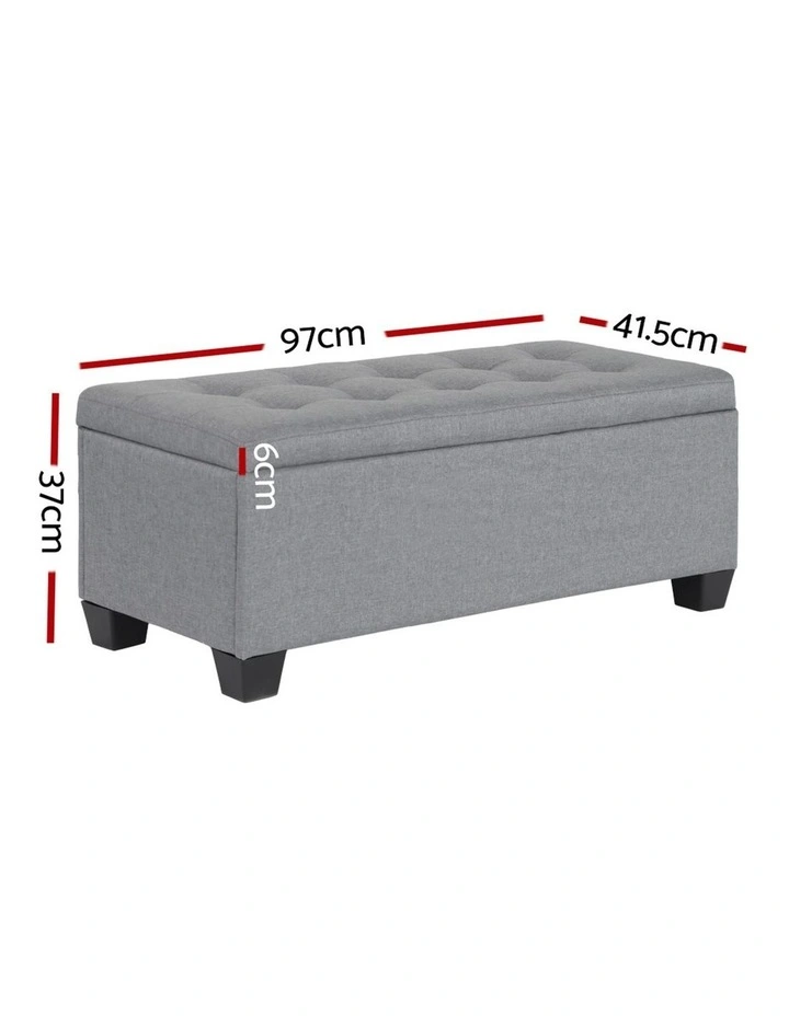 Storage Linen Ottoman Blanket Box 97cm in Grey image 4