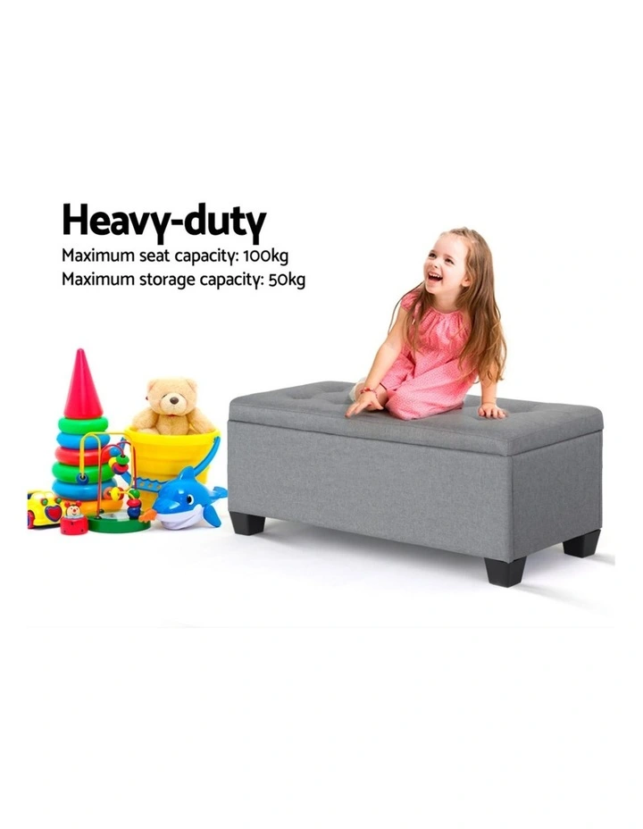 Storage Linen Ottoman Blanket Box 97cm in Grey image 5