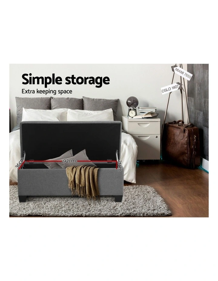 Storage Linen Ottoman Blanket Box 97cm in Grey image 6