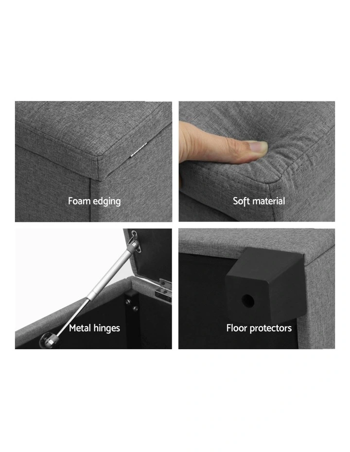 Storage Linen Ottoman Blanket Box 97cm in Grey image 7