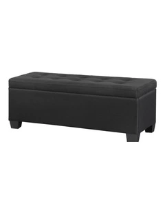 Storage Linen Ottoman Blanket Box 97cm in Black