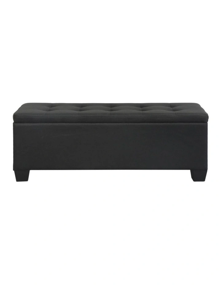 Storage Linen Ottoman Blanket Box 97cm in Black image 2