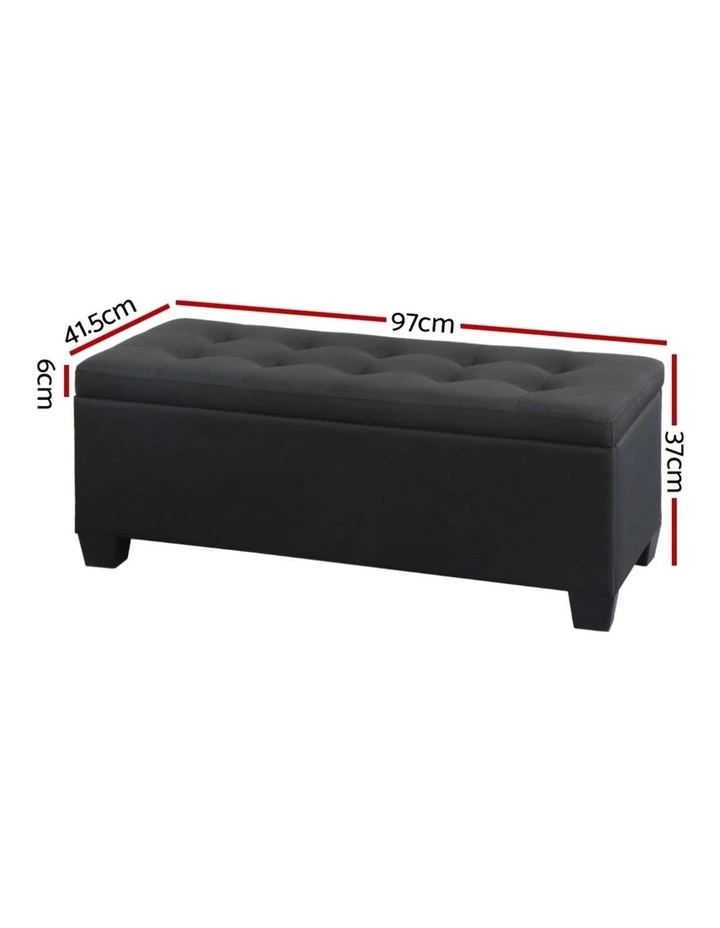 Storage Linen Ottoman Blanket Box 97cm in Black image 4