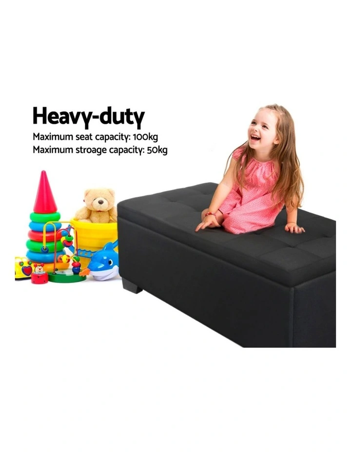 Storage Linen Ottoman Blanket Box 97cm in Black image 5