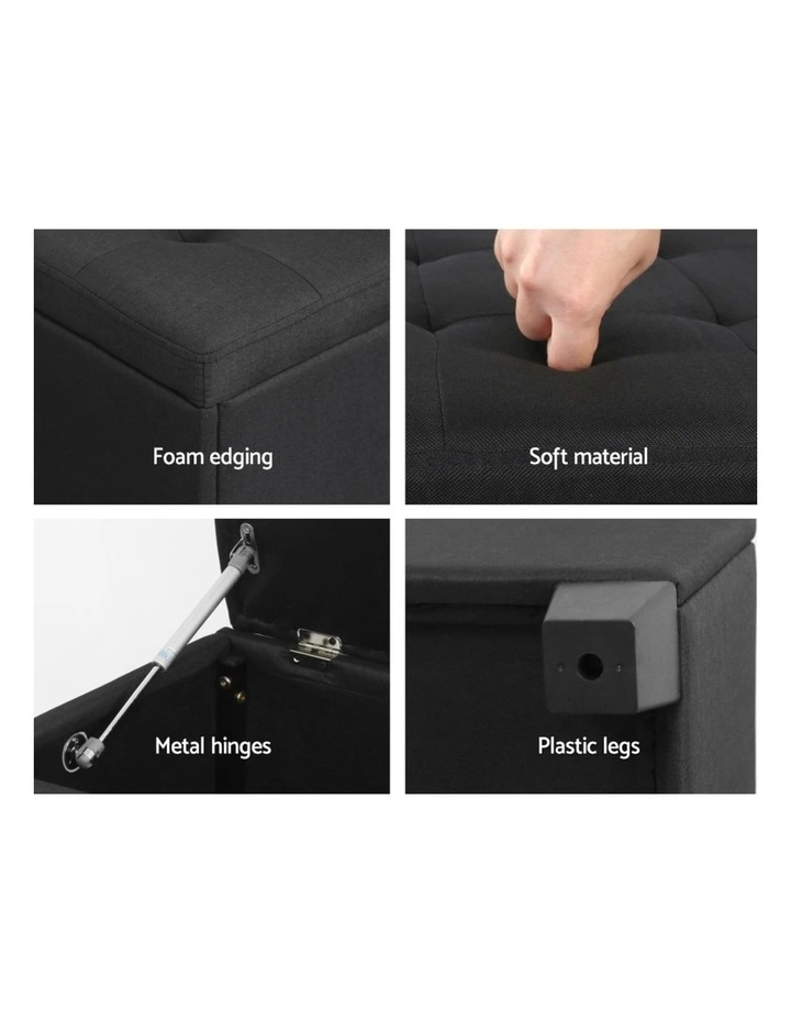 Storage Linen Ottoman Blanket Box 97cm in Black image 6