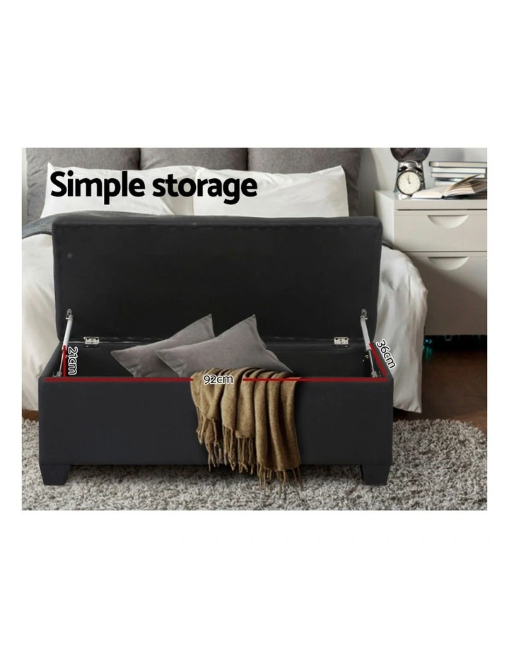 Storage Linen Ottoman Blanket Box 97cm in Black image 7