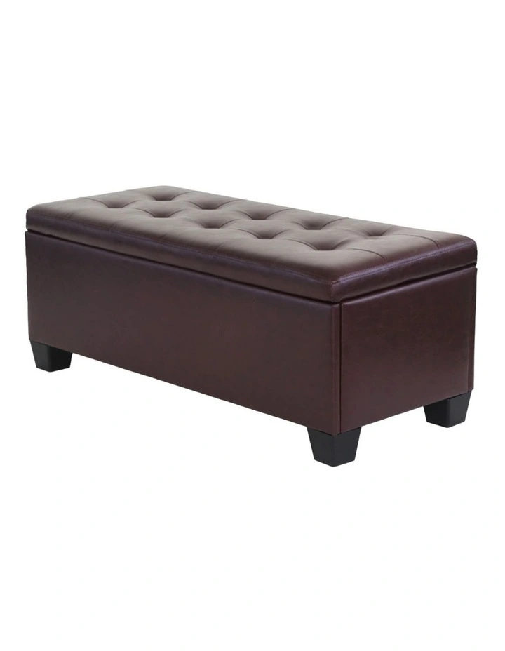 Storage Leather Ottoman Blanket Box 97cm in Brown image 1