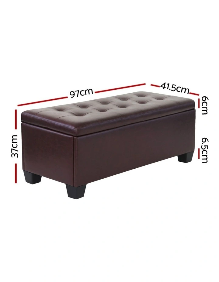 Storage Leather Ottoman Blanket Box 97cm in Brown image 4
