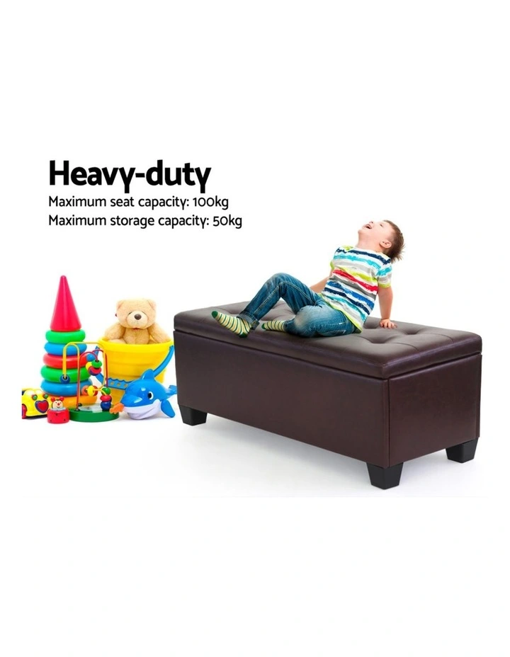 Storage Leather Ottoman Blanket Box 97cm in Brown image 5