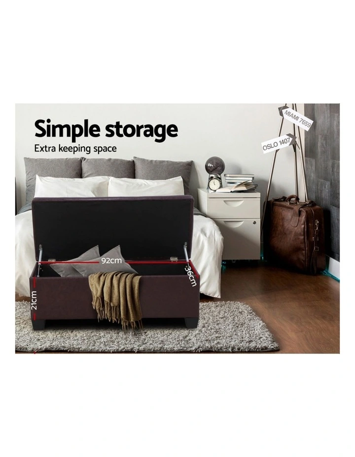 Storage Leather Ottoman Blanket Box 97cm in Brown image 6