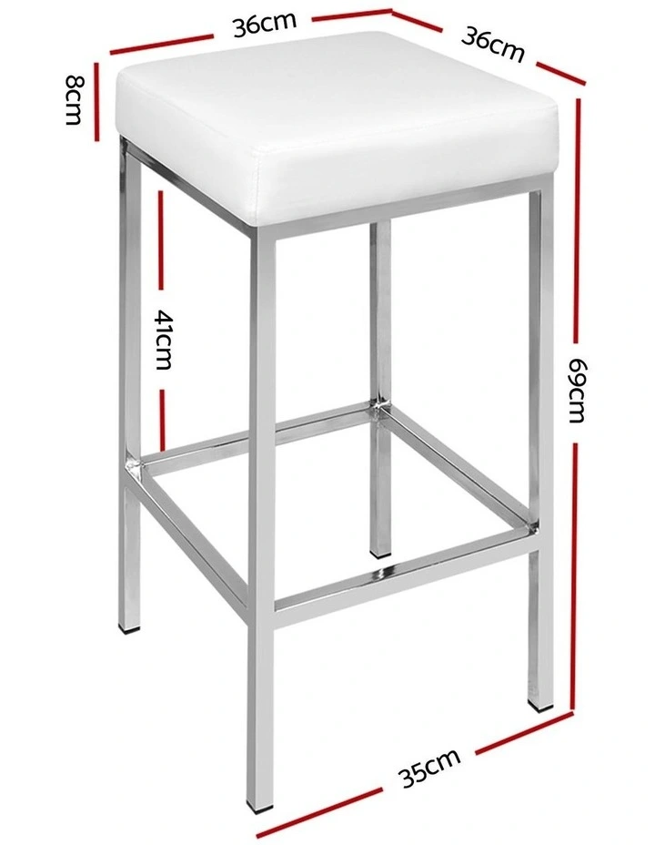 Kitchen x2 Leather Chair Bar Stools in White image 2