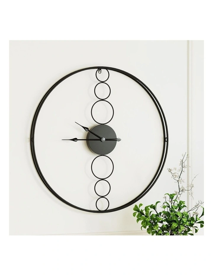 Large No Numeral Round Wall Clock 75cm in Black image 2